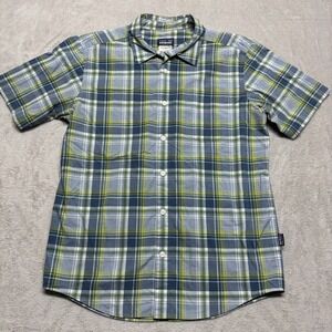 Patagonia Shirt Organic Cotton Blend Mens S Button Up Plaid S/S Hiking Camping‎